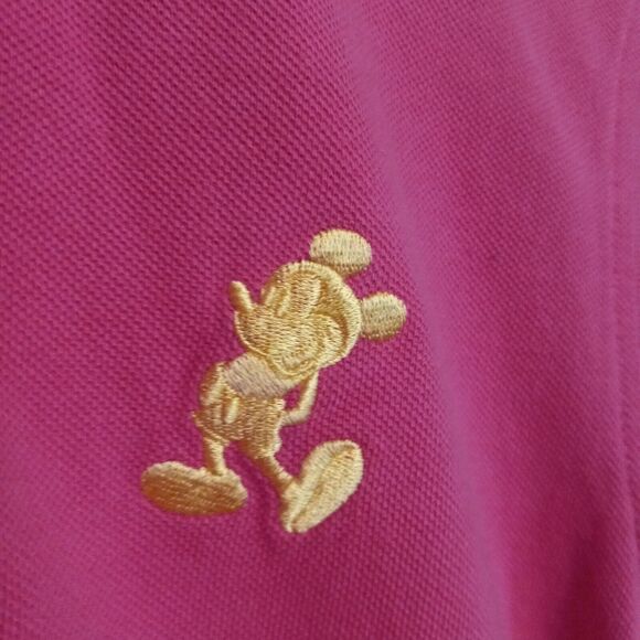 Disney Parks Embroidered Mickey Polo Shirt-Large-Ruffle Trim-Side Vents-Pink - Picture 4 of 10